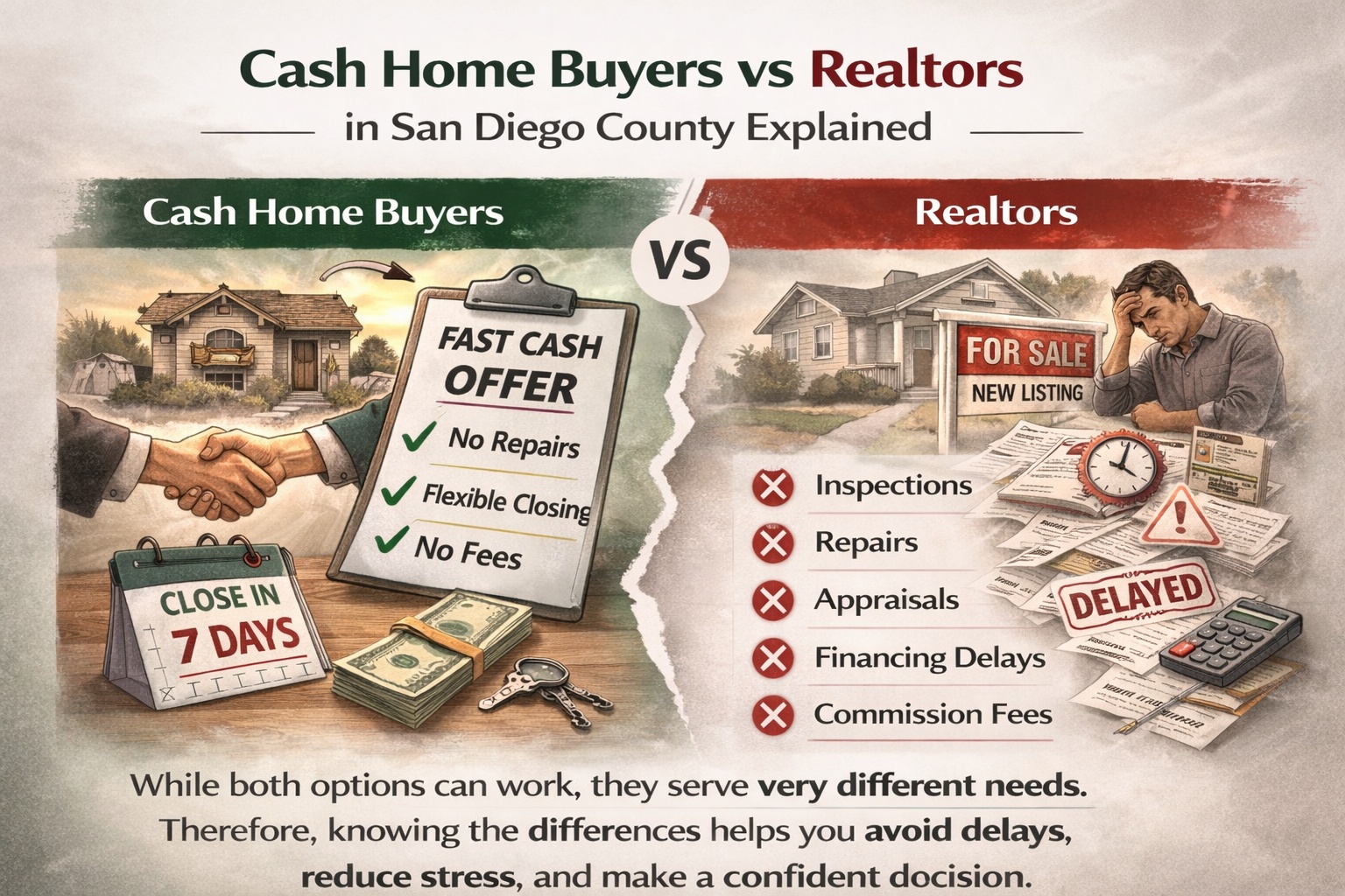Cash Home Buyers vs Realtors in San Diego County Explained