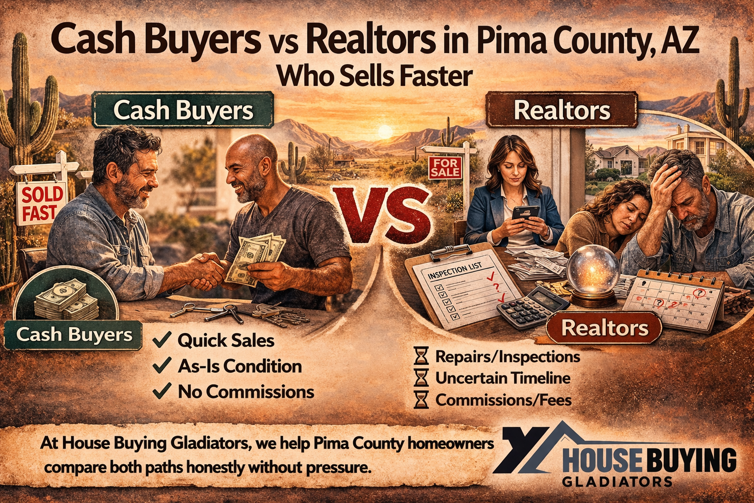 Cash Buyers vs Realtors Pima County AZ Who Sells Faster