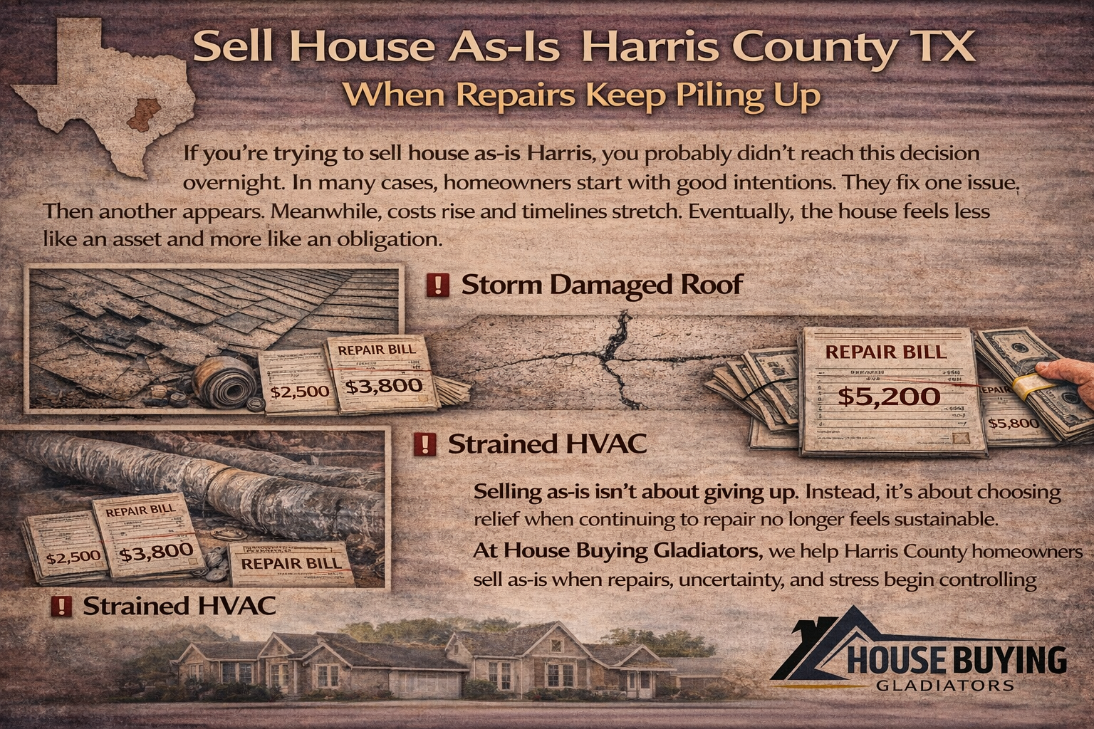 Sell House As-Is Harris County TX When Repairs Keep Piling Up