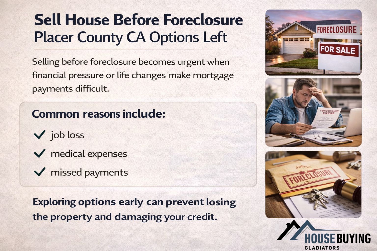 Sell House Before Foreclosure Placer County CA Options Left