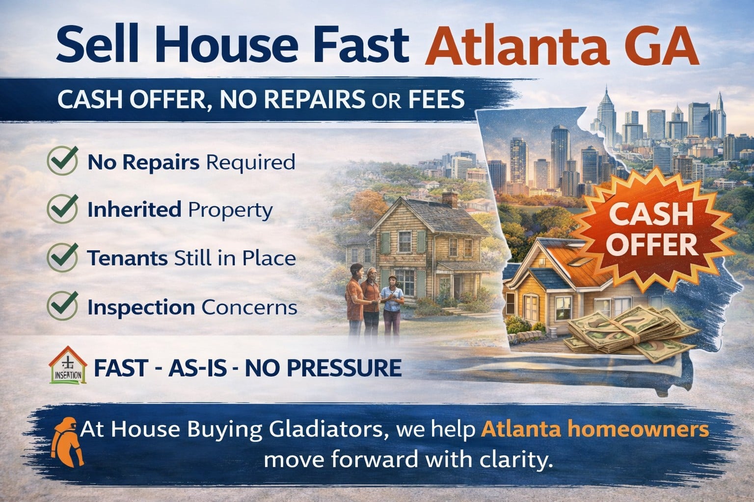 Sell House Fast Atlanta GA Cash Offer, No Repairs or Fees