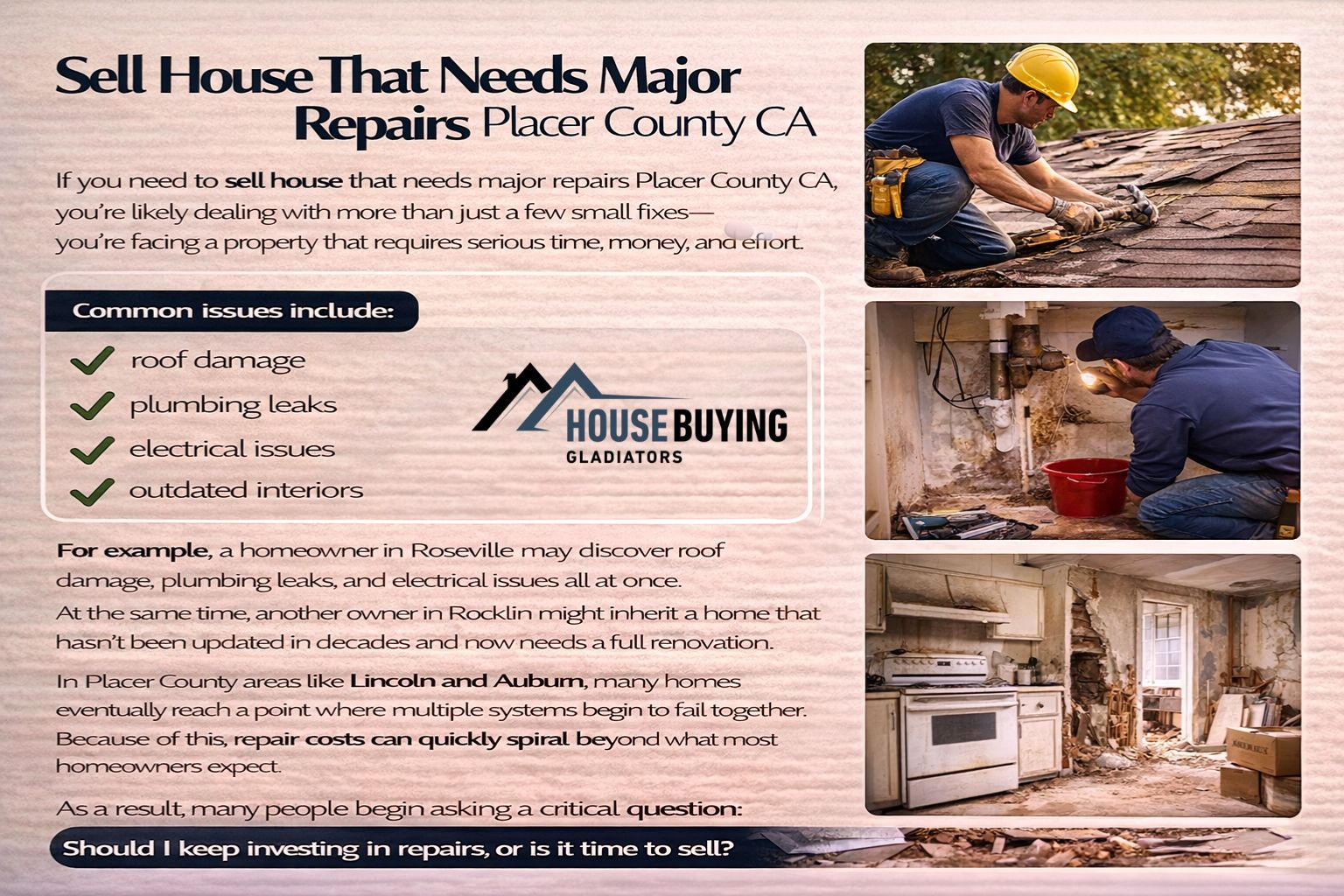 Sell House That Needs Major Repairs Placer County CA Options