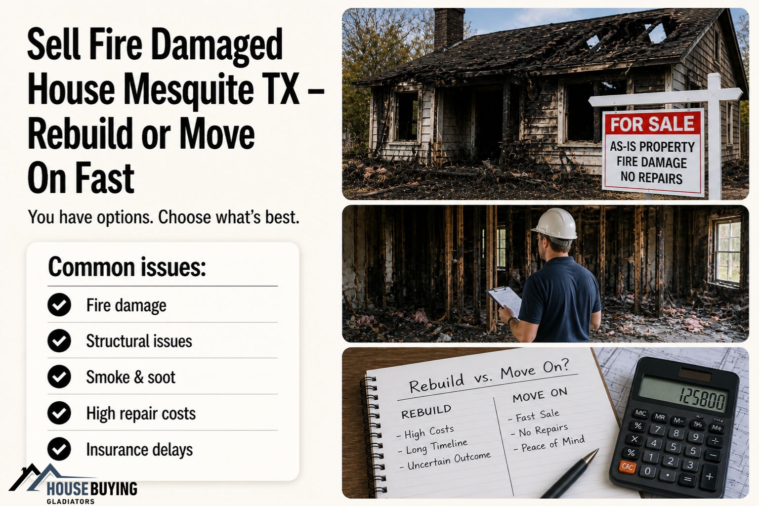 Sell Fire Damaged House Mesquite TX – Rebuild or Move On Fast