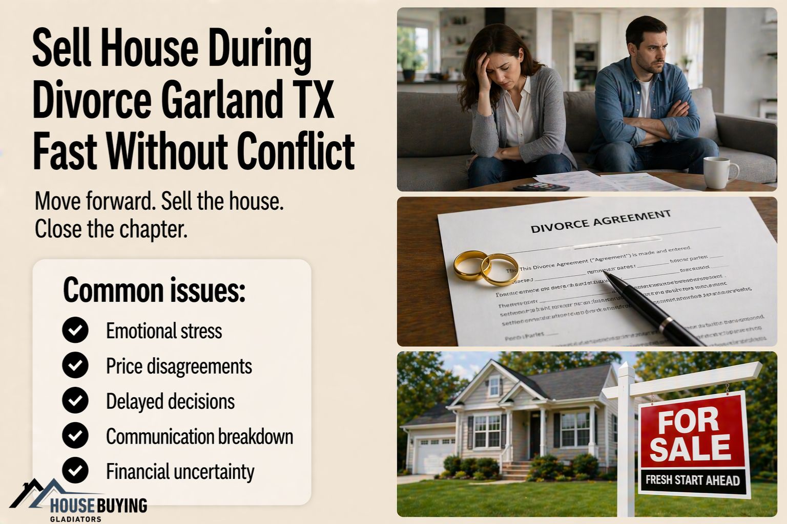 Sell House During Divorce Garland TX Fast Without Conflict