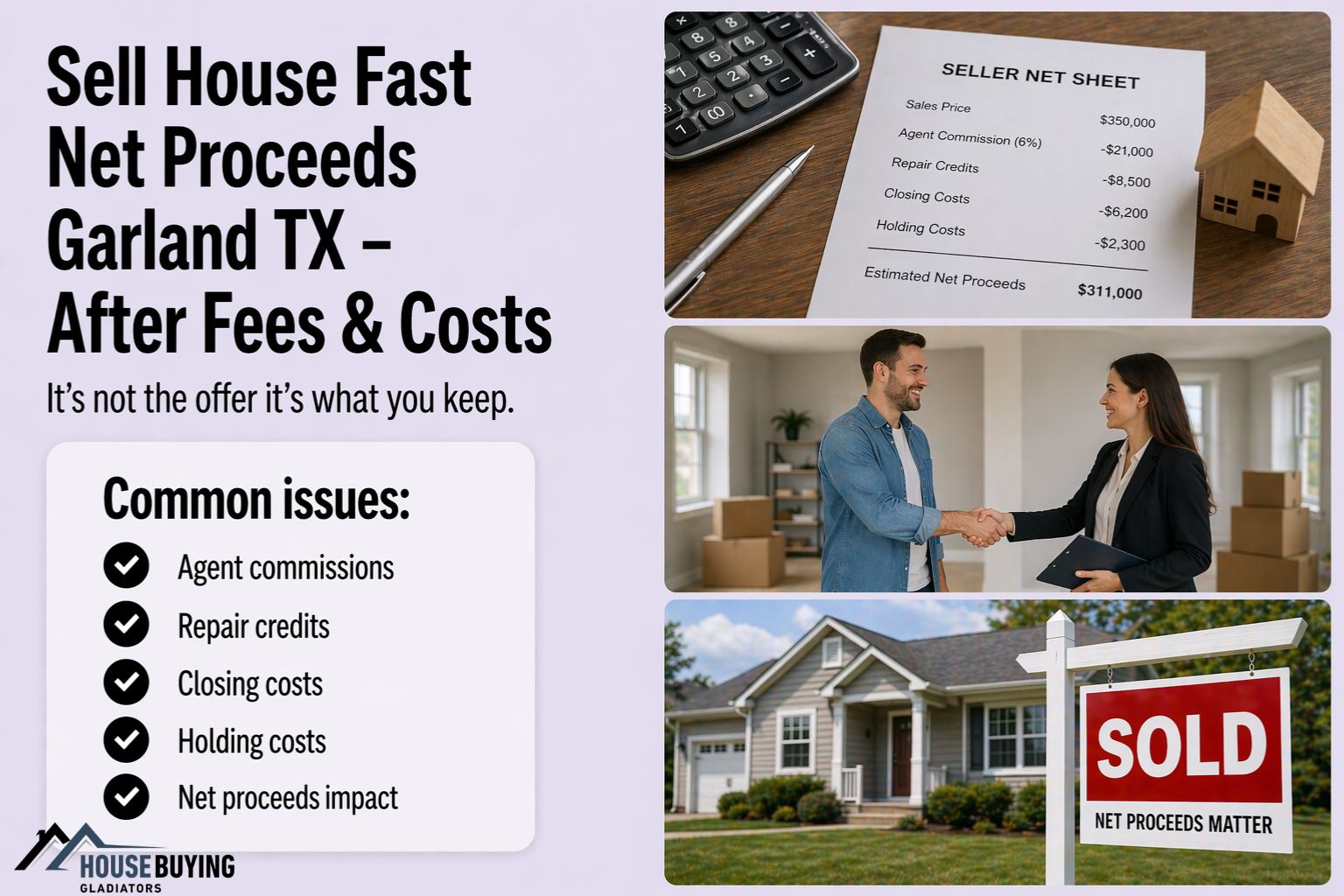 Sell House Fast Net Proceeds Garland TX – After Fees & Costs