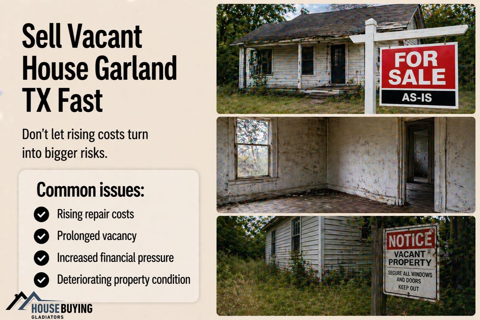 Sell Vacant House Garland TX Fast Before Damage & Costs Rise