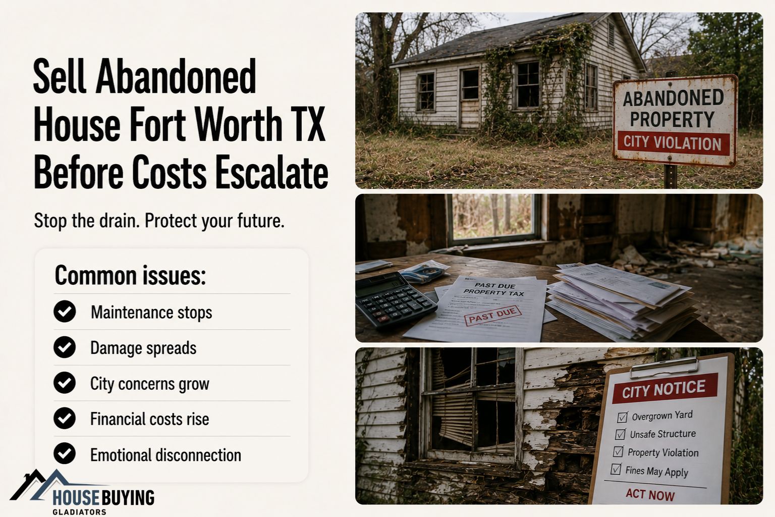 Sell Abandoned House Fort Worth TX Before Costs Escalate