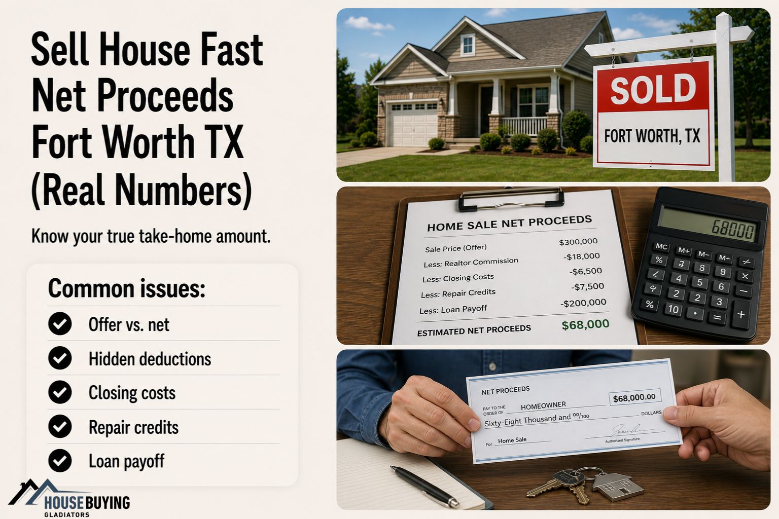 Sell House Fast Net Proceeds Fort Worth TX (Real Numbers)