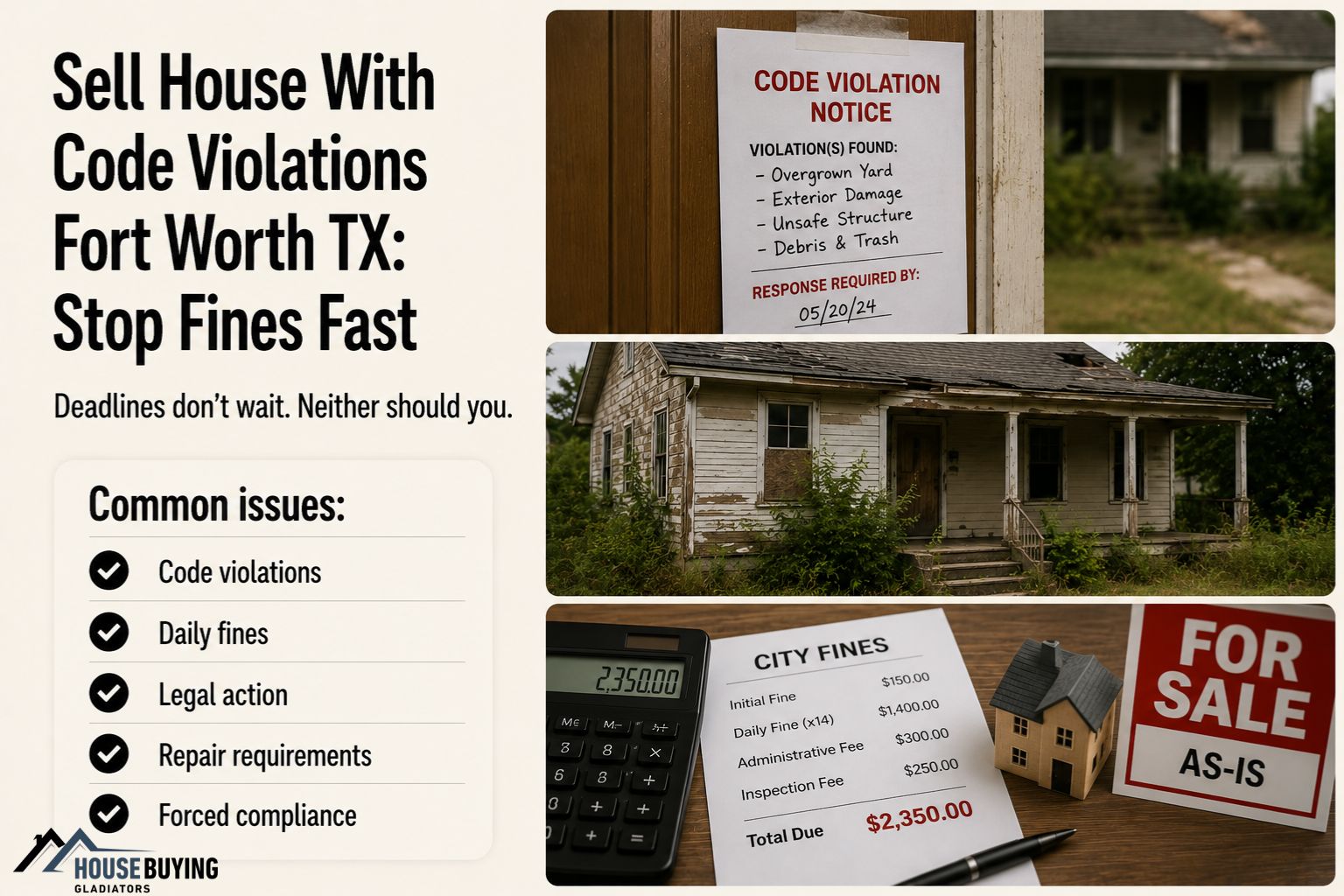 Sell House With Code Violations Fort Worth TX Stop Fines Fast