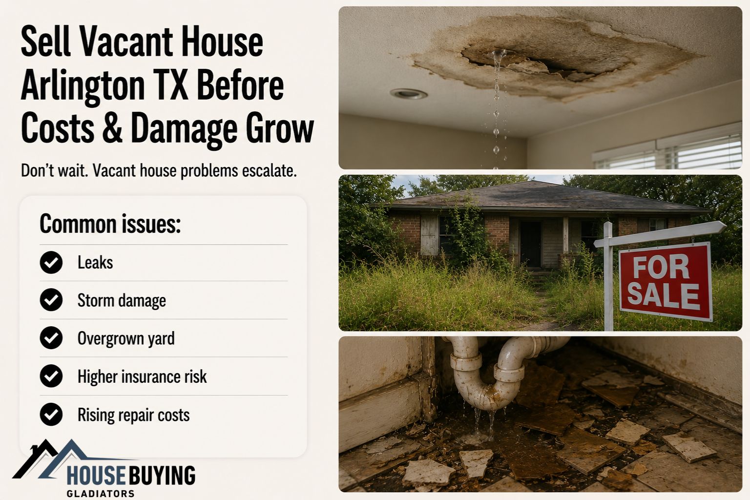 Sell Vacant House Arlington TX Before Costs & Damage Grow