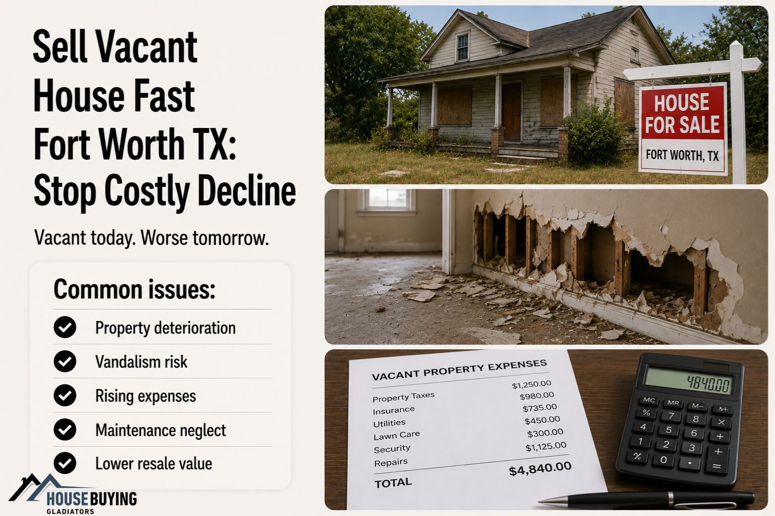 Sell Vacant House Fast Fort Worth TX Stop Costly Decline