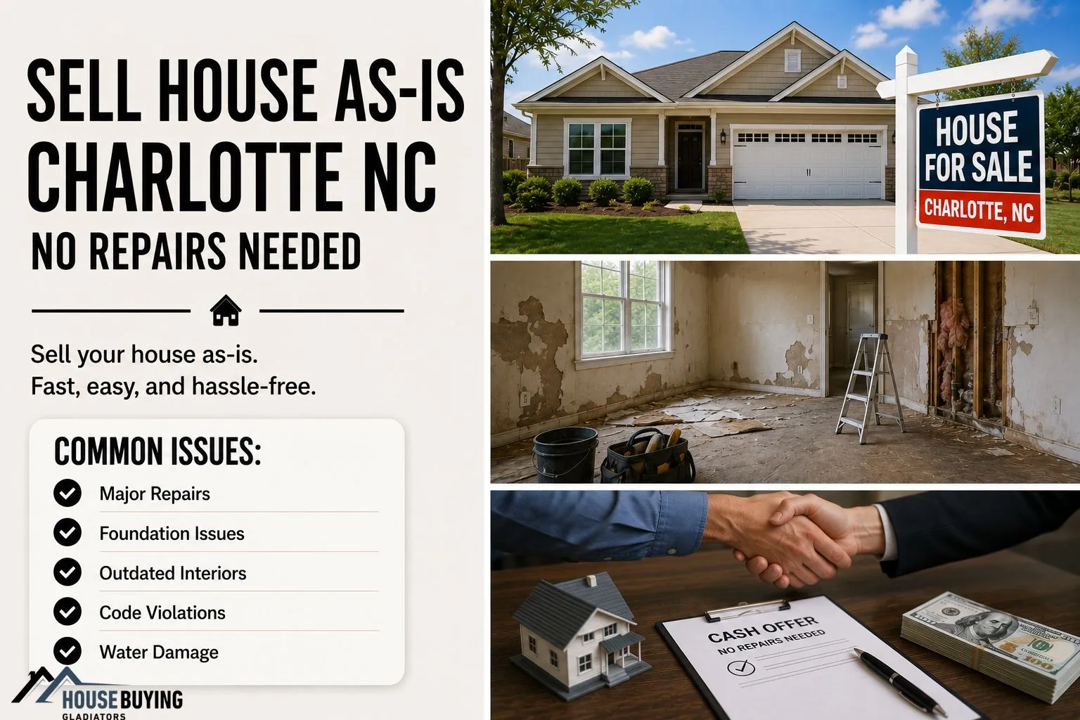 Sell House As-Is Charlotte NC No Repairs Needed